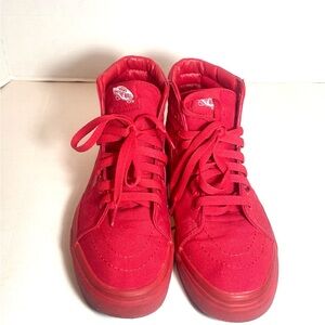 Vans Off The Wall Red Full High Top Skate Sneakers Men Size 7 Women Size 8.5